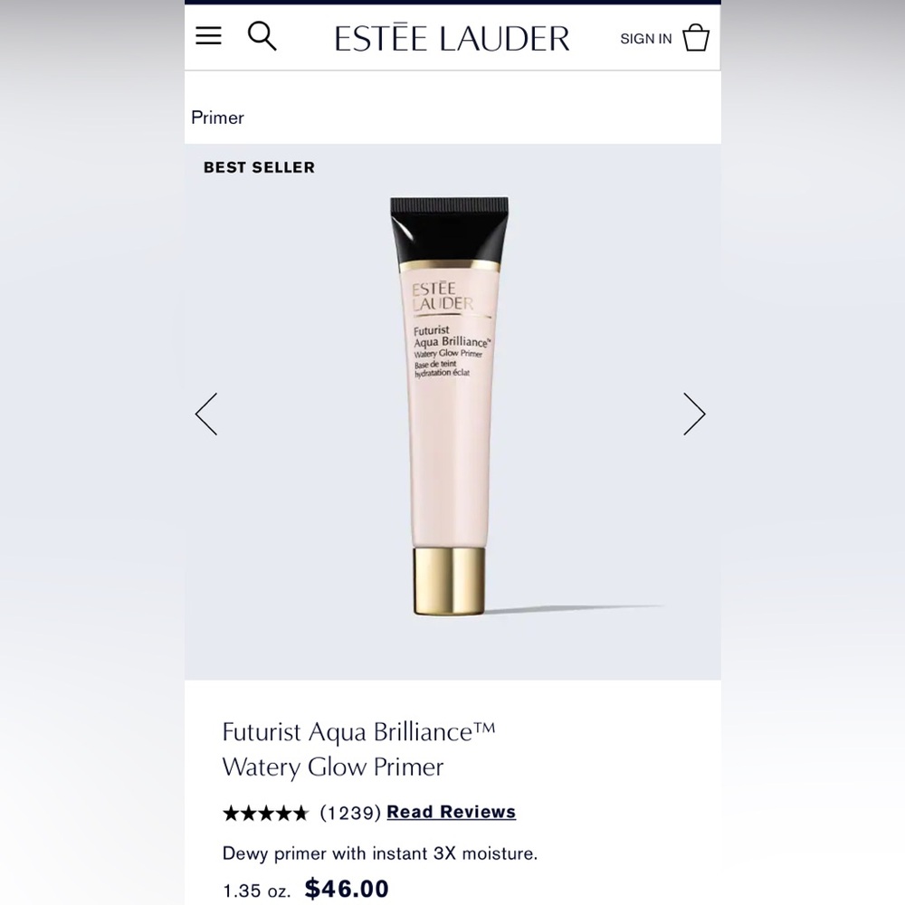 NIB Futurist Aqua Brilliance Watery Glow Primer 1.35 FL Oz
